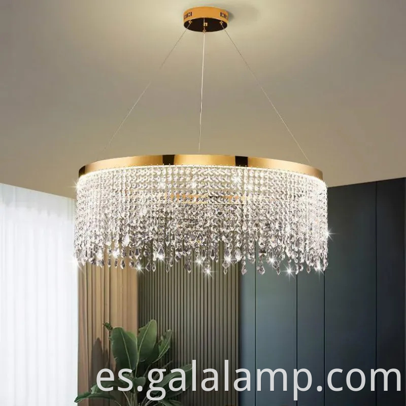 Luz colgante de cristal de oro de oro para bodas elegantes